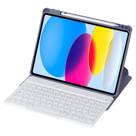 Etui z klawiaturą do iPad 11" 2025 A16 (11 gen.) / iPad 10.9" 2022 (10 gen.), Rotary 360° Leather, fioletowe