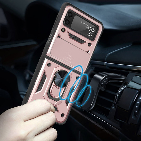 Etui pancerne do Samsung Galaxy Z Flip3 5G, CamShield Slide, różowe rose gold