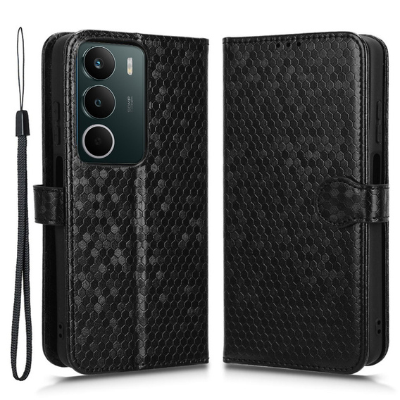 Etui Wallet Rhombus z klapką do Realme C71 – eleganckie i praktyczne, czarne