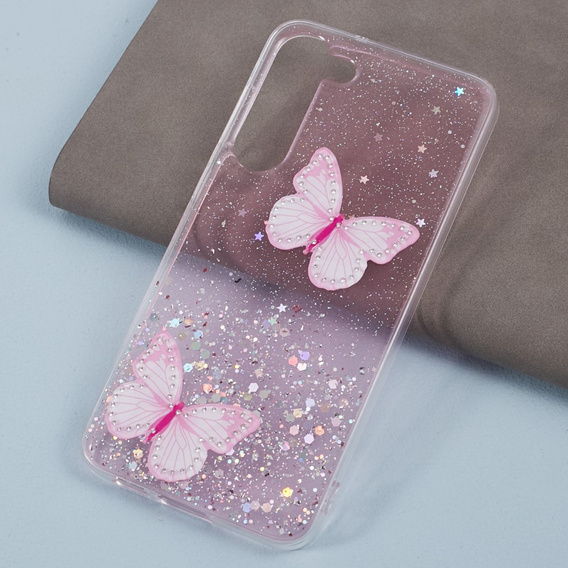 Etui do Samsung Galaxy S24, Glitter Butterfly, różowe