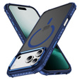 Etui Matt Case do iPhone 17 Pro, pancerne, do MagSafe, przydymione z niebieską bokami