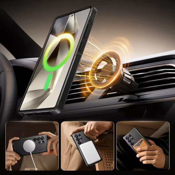 Etui do Samsung Galaxy S25 Ultra, Shell 2in1, czarne + Szkło Prywatyzujące