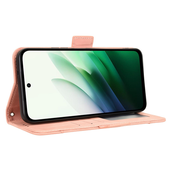 Etui z klapką do Xiaomi Redmi 15 5G / 4G, Card Slot, portfelowe, różowe