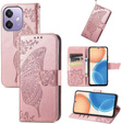 Etui z klapką do Oppo A40 / Oppo A40m, Butterfly, różowe rose gold