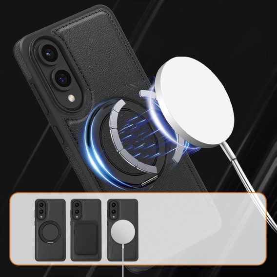 Etui do Samsung Galaxy S25 Edge, magnetyczne z podstawką – czarne