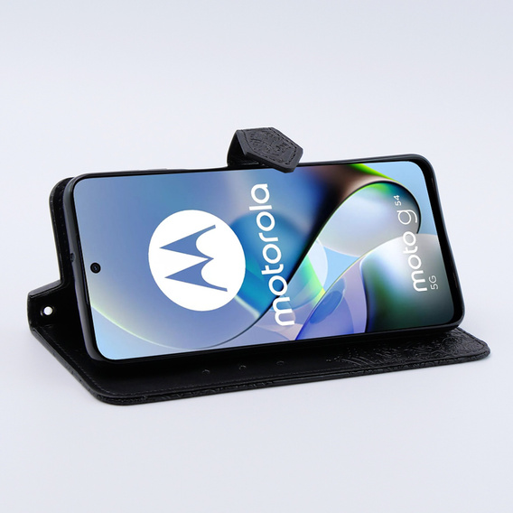 Etui z klapką do Motorola Moto G54 5G, Mandala, czarne