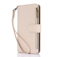 Etui z klapką do Samsung Galaxy S24, Wallet Zipper Pocket RFID, z paskiem na ramię, białe