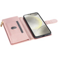Etui z klapką do Samsung Galaxy A56 5G, Rhombus Crossbody Leather, różowe rose gold