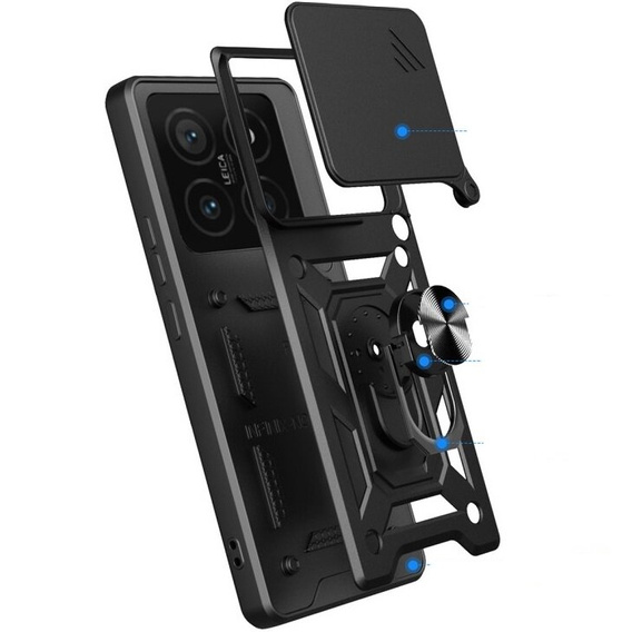 Etui pancerne do Xiaomi 14T Pro, CamShield Slide, czarne