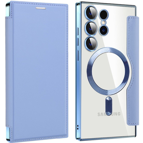 Etui z klapką do Samsung Galaxy S24 Ultra, RFID Wallet MagSafe z ochroną aparatu, niebieskie