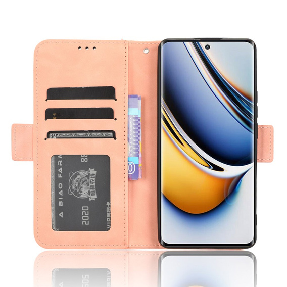 Etui z klapką do Realme 11 Pro 5G / Pro+ 5G, Card Slot, różowe