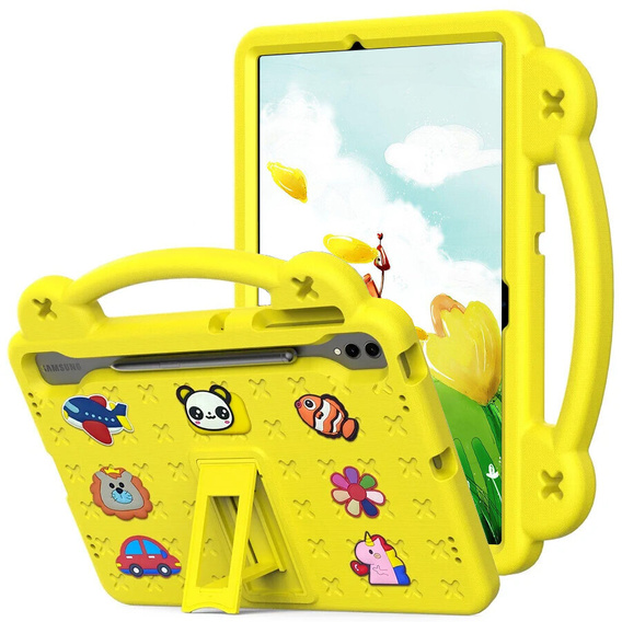 Etui do Samsung Galaxy Tab S9 FE+ Plus, Cute Patterns, z podstawką, Żółte