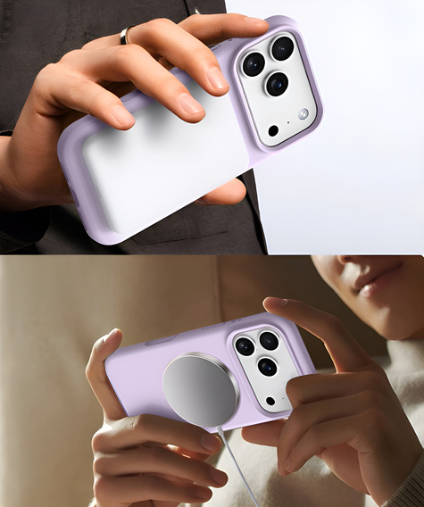 Etui silikonowe do iPhone 17 Pro, do MagSafe, antywstrząsowe, fioletowe