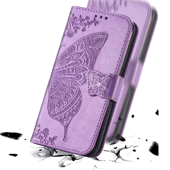 Etui z klapką do Realme Note 50, Butterfly, fioletowe