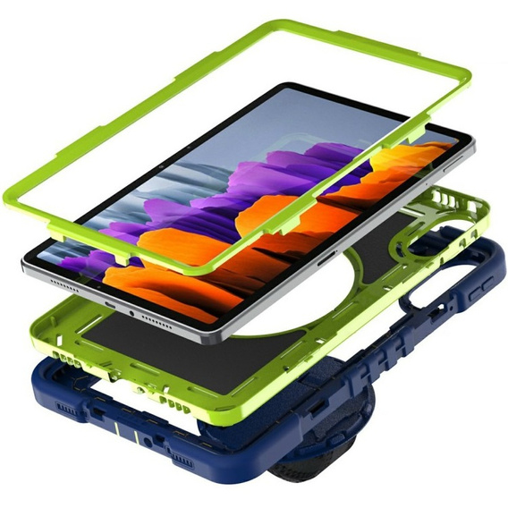 Pancerne etui do Xiaomi Redmi Pad 2 z podstawką i paskiem – granatowo-zielone
