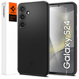 Etui Spigen do Samsung Galaxy S24, Thin Fit, Czarne + Szkło