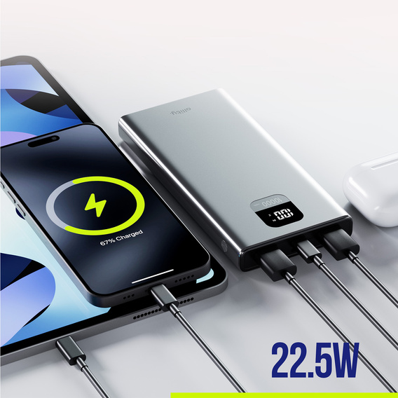 Allity Power Bank APB-100 PD QC 22.5W 10000 mAh - szary