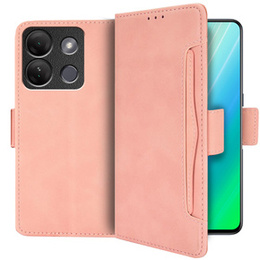 Etui z klapką do Infinix Smart 7 HD 4G, Card Slot, różowe