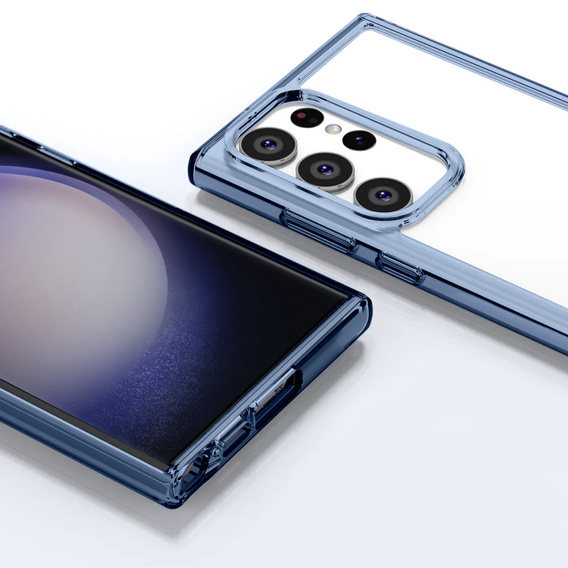 Etui do Samsung Galaxy S23 Ultra, Fusion case przezroczyste z niebieską ramką