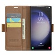 Etui do Samsung Galaxy S24 Ultra, ERBORD Glossy Litchi, portfel z klapką, brązowe