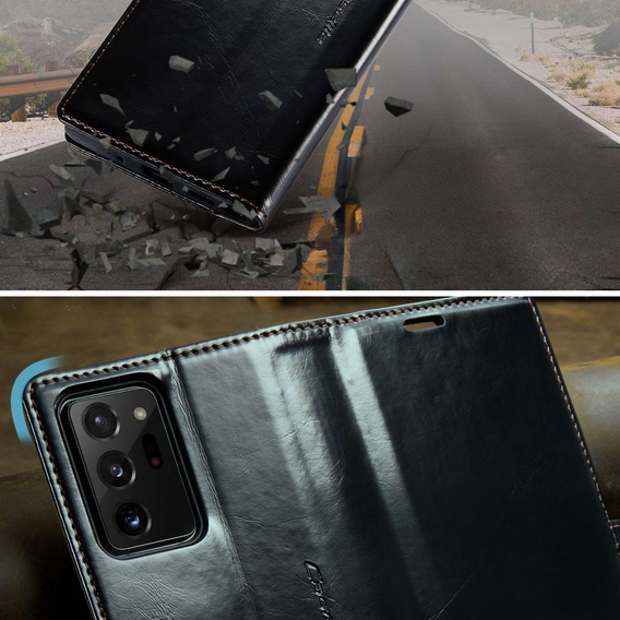Etui z klapką CASEME do Samsung Galaxy Note 20 Ultra, Waxy Textured, czarne
