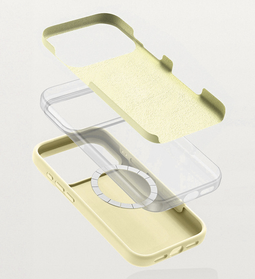 Etui silikonowe do iPhone 17 Pro Max, do MagSafe, antywstrząsowe, żółte