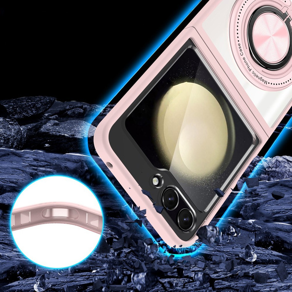 Etui do Samsung Galaxy Z Flip7 FE / Z Flip6, Corners Dropproof, do MagSafe, przezroczyste / różowe