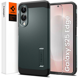 Etui Spigen do Samsung Galaxy S25 Edge, Tough Armor MagSafe, zielone + Szkło Hartowane 9H