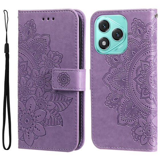 Etui portfelowe z motywem kwiatowym do Honor 400 Lite – Fioletowe