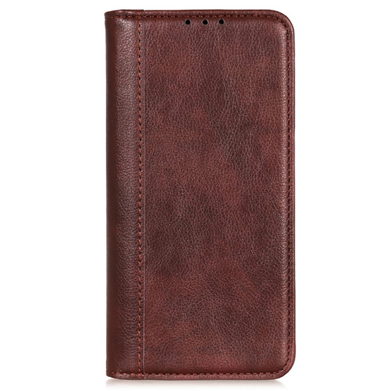 Skórzane Etui do Samsung Galaxy S24 Ultra, Wallet Litchi Leather, brązowe
