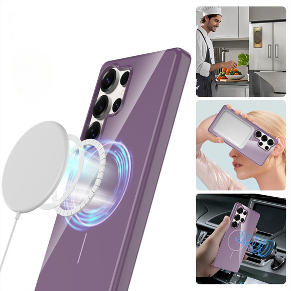 Etui do Samsung Galaxy S25 Ultra, magnetyczne z paskiem – fioletowe