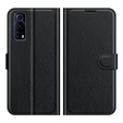 Etui z klapką do Vivo Y52 5G / Y72 5G, Split Leather, czarne