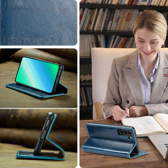 Etui z klapką do Samsung Galaxy S23, ERBORD Waxy Wallet, niebieskie