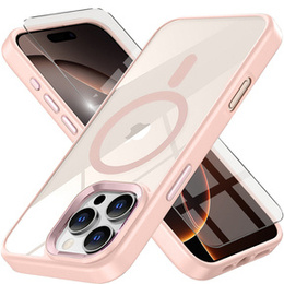 Etui do iPhone 16 Pro Max, do MagSafe, ERBORD Matt Case, przezroczyste / różowe + Szkło na ekran