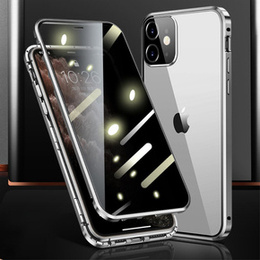 Etui do iPhone 12 Mini, Magnetic Dual Glass, srebrne