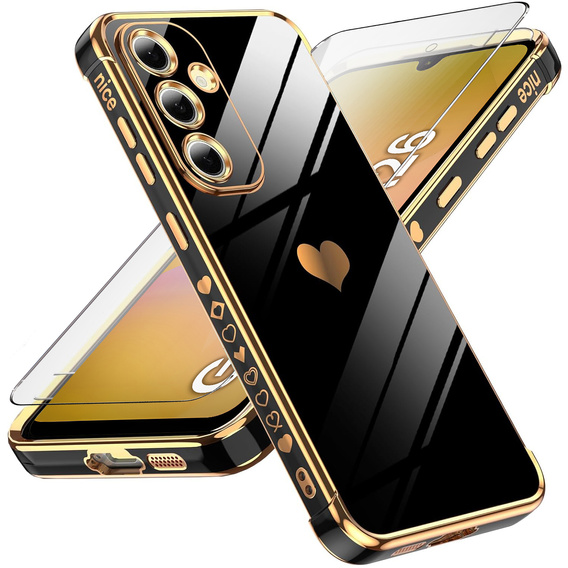 Etui do Samsung Galaxy A26 5G, Electro heart, czarne + Szkło 9H