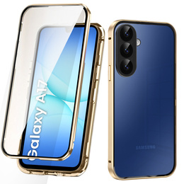 Etui do Samsung Galaxy A17 5G, Magnetic Dual Glass, przezroczyste ze złotymi bokami
