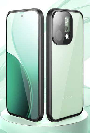 Etui do Oppo Reno 14, Magnetic Dual Glass, przezroczyste z czarnymi bokami