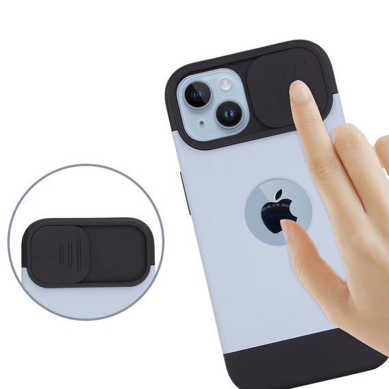 Etui ERBORD MagSafe Cam Slider do iPhone 13 / iPhone 14, niebieskie + Szkło na ekran