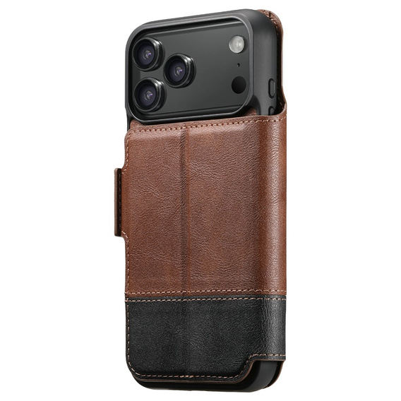 Etui z klapką 2w1 do iPhone 17 Pro Max, SUTENI, do MagSafe, brązowe