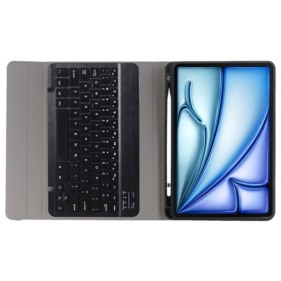 Etui z klawiaturą do iPad Air 11" 2025/2024 (7/6 gen.), Leather Pen Slot, czarne