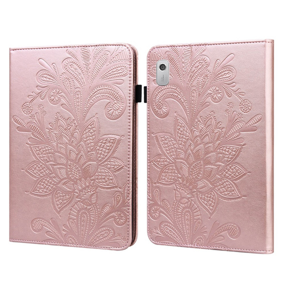 Etui do Lenovo Tab M9, With stand, flower, różowe rose gold