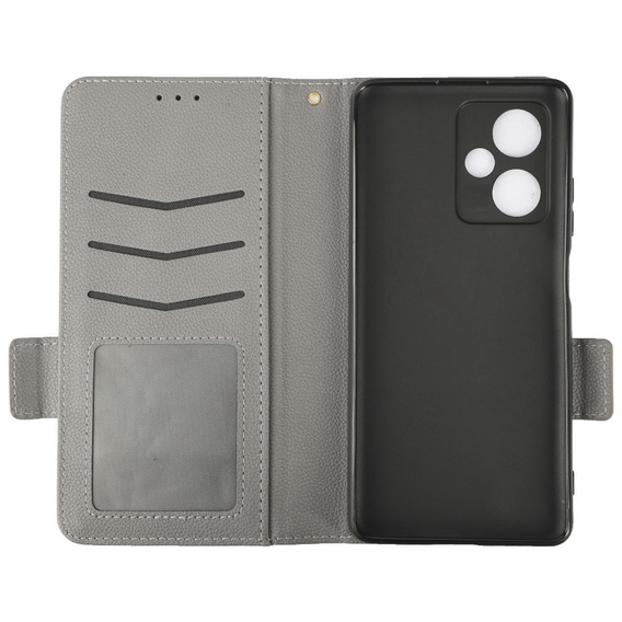 Etui z klapką do Xiaomi Redmi Note 12 5G / POCO X5 5G, Wallet Litchi Magnet, szare