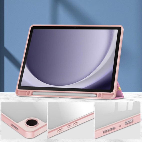 Etui Smartcase Hybrid do Samsung Galaxy Tab A9+, z miejscem na rysik – różowe Marble