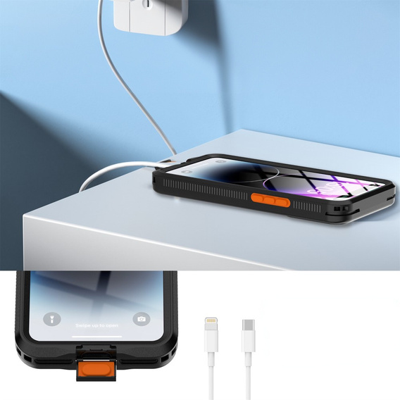 Etui Wodoodporne IP68 do iPhone 15 Pro, SHELLBOX Air Box, czarne
