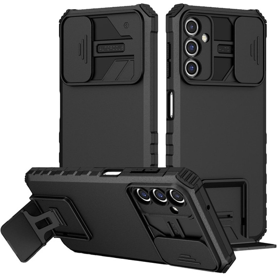 Etui pancerne do Samsung Galaxy A14 4G/5G, Camshield z podstawką, Czarne
