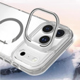 Etui do iPhone 17 Pro Max, do MagSafe, z podstawką, transparentne z szarymi wstawkami