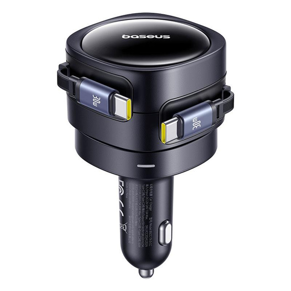 Baseus Enjoyment Max – ładowarka samochodowa 60W z dwoma kablami USB-C - czarna