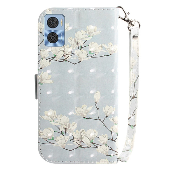 Etui z klapką do Motorola Moto E22 / E22i, Wallet, Magnolia Flowers szare