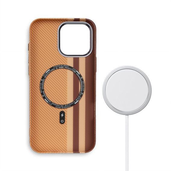 Etui do iPhone 15 Pro, Carbon Fiber MagSafe, żółte